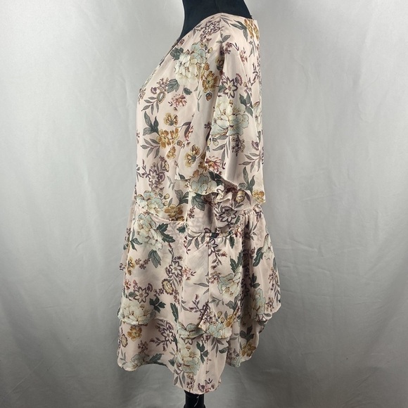 Torrid Blush Pink Floral Chiffon Tiered Babydoll Blouse - Picture 6 of 9